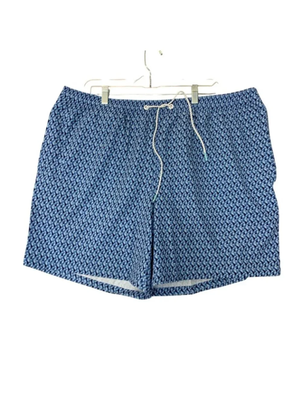 NWT Bonobos Men's XXL Swim Shorts Blue Geometric Print 7-Inch Inseam Mesh Liner